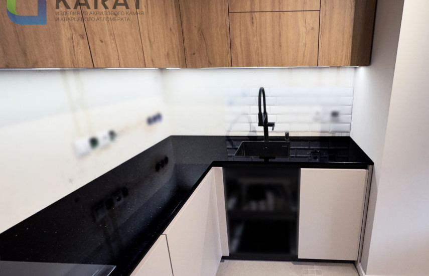 Фото 5. Угловая столешница из чёрного гранита от производителя «KARAT». Работаем с 2005 г. Своё оборудование. Бесплатный замер. Гарантия!