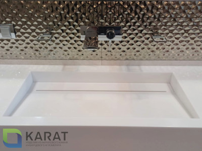 Фото 6. Раковина щелевая с ламелью акриловый камень от производителя «KARAT». Работаем с 2005 г. Своё оборудование. Бесплатный замер. Гарантия!