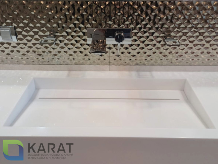 Фото 6. Раковина щелевая с ламелью акриловый камень от производителя «KARAT». Работаем с 2005 г. Своё оборудование. Бесплатный замер. Гарантия!