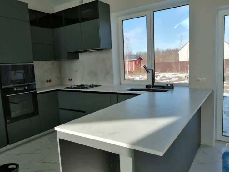 Фото 2. Столешница и стеновая панель из кварцевого агломерата Avant 8100 Мулен от производителя «KARAT». Работаем с 2005 г. Своё оборудование. Бесплатный замер. Гарантия!