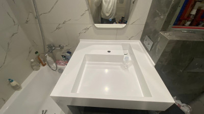 Фото 2. Раковина с опорой для ванной комнаты из акрилового камня Grandex P-104 Pure White от производителя «KARAT». Работаем с 2005 г. Своё оборудование. Бесплатный замер. Гарантия!