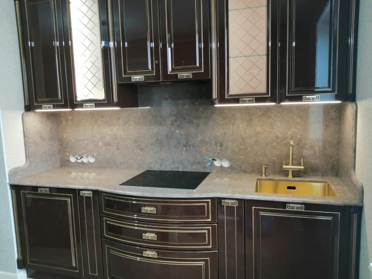 Фото 7. Столешница и стеновая панель из кварцевого агломерата QUANTRA 2430 Artisan Wool от производителя «KARAT». Работаем с 2005 г. Своё оборудование. Бесплатный замер. Гарантия!