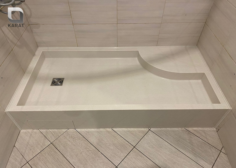 Фото 1. Душевой поддон из акрилового камня от производителя «KARAT». Работаем с 2005 г. Своё оборудование. Бесплатный замер. Гарантия!