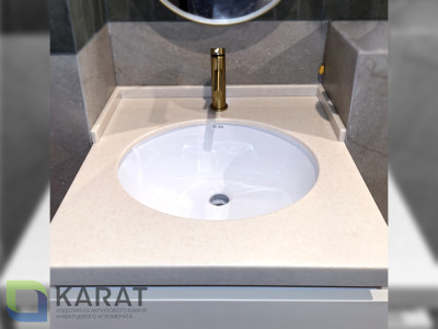 Фото 3. Три столешницы из акрилового камня для СУ от производителя «KARAT». Работаем с 2005 г. Своё оборудование. Бесплатный замер. Гарантия!
