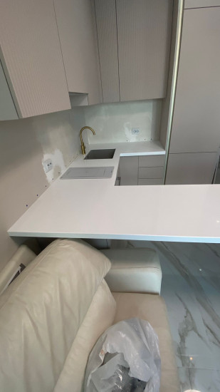 Фото 3. Столешница из акрилового камня Grandex D-313 Milky Way от производителя «KARAT». Работаем с 2005 г. Своё оборудование. Бесплатный замер. Гарантия!