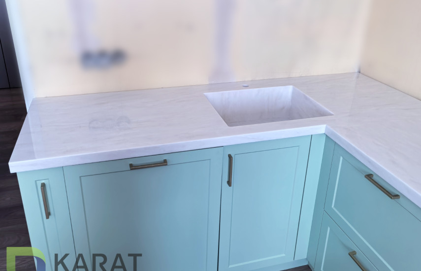 Фото 4. Угловая столешница с интегрированной мойкой от производителя «KARAT». Работаем с 2005 г. Своё оборудование. Бесплатный замер. Гарантия!