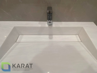 Фото 1. Раковина щелевая с ламелью акриловый камень от производителя «KARAT». Работаем с 2005 г. Своё оборудование. Бесплатный замер. Гарантия!
