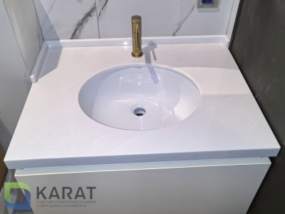Фото 1. Три столешницы из акрилового камня для СУ от производителя «KARAT». Работаем с 2005 г. Своё оборудование. Бесплатный замер. Гарантия!