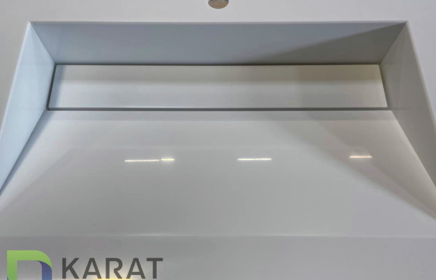 Фото 1. Раковина щелевая с ламелью акриловый камень от производителя «KARAT». Работаем с 2005 г. Своё оборудование. Бесплатный замер. Гарантия!